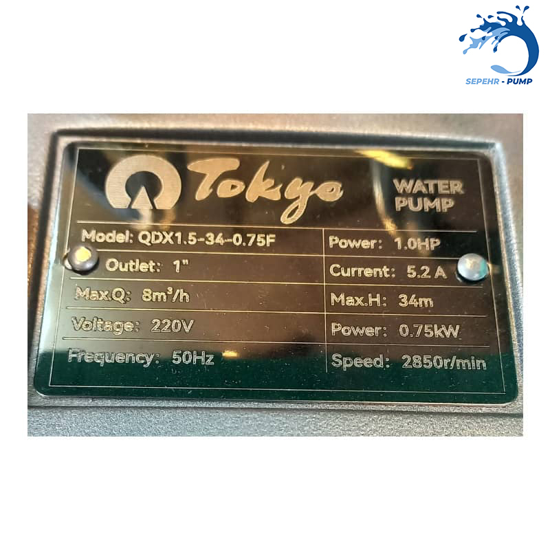 پمپ کفکش 1 اینچ 34 متری پریمیوم توکیو TOKYO مدل QDX1.5-34-0.75F