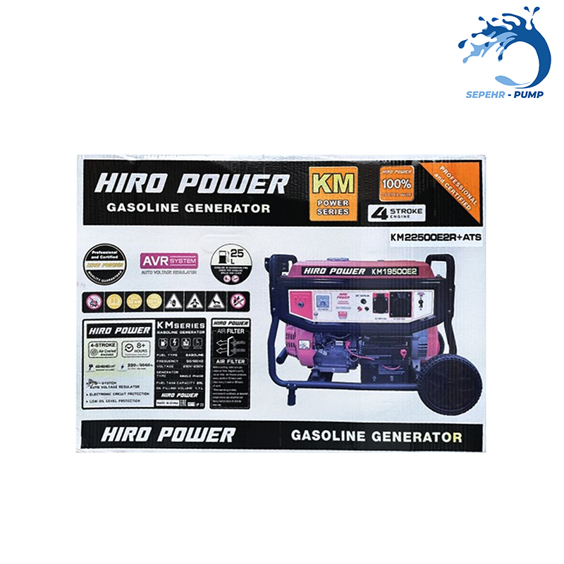  موتور برق بنزینی استارتی ریموت دار تکفاز 10/5 کیلووات هیرو پاور HIRO POWER مدل KM22500E2 