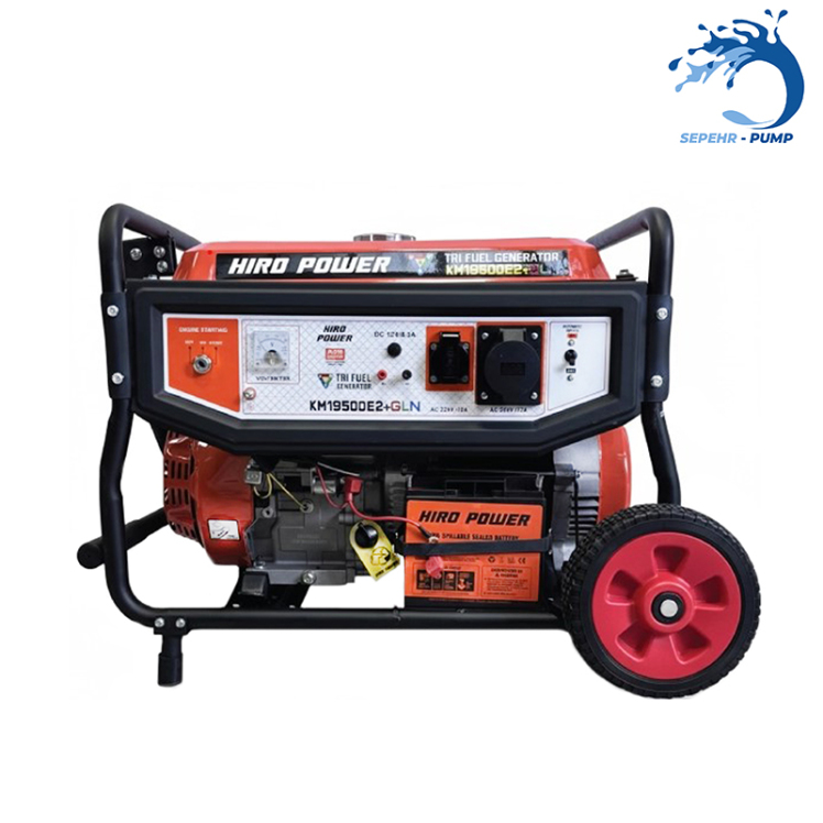 موتور برق 3گانه استارتی تکفاز 8/5 کیلووات هیرو پاور HIRO POWER مدل KM19500E2+GLN