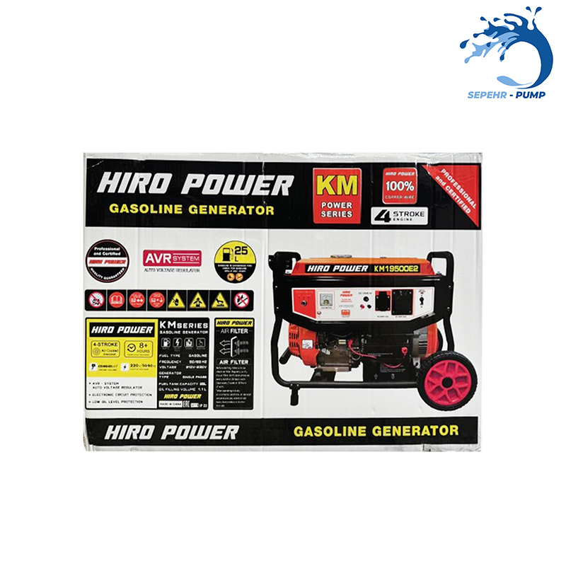  موتور برق بنزینی استارتی تکفاز 9/5 کیلووات هیرو پاور HIRO POWER مدل KM21500E2 