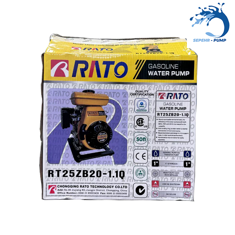موتور پمپ آب بنزینی 1 اینچ راتو RATOO مدل RT25ZB20-1.1Q