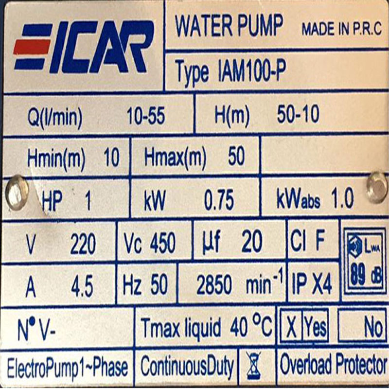  پمپ یک اسب جتی ایکار مدل IAM100-P 